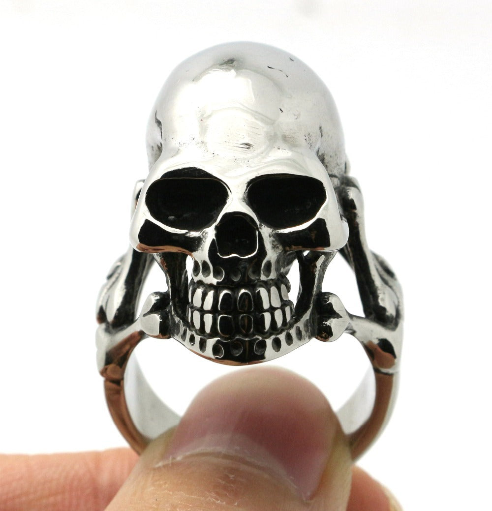 40g Mens Biker 316L Stainless Steel Very Heavy Skull Ring