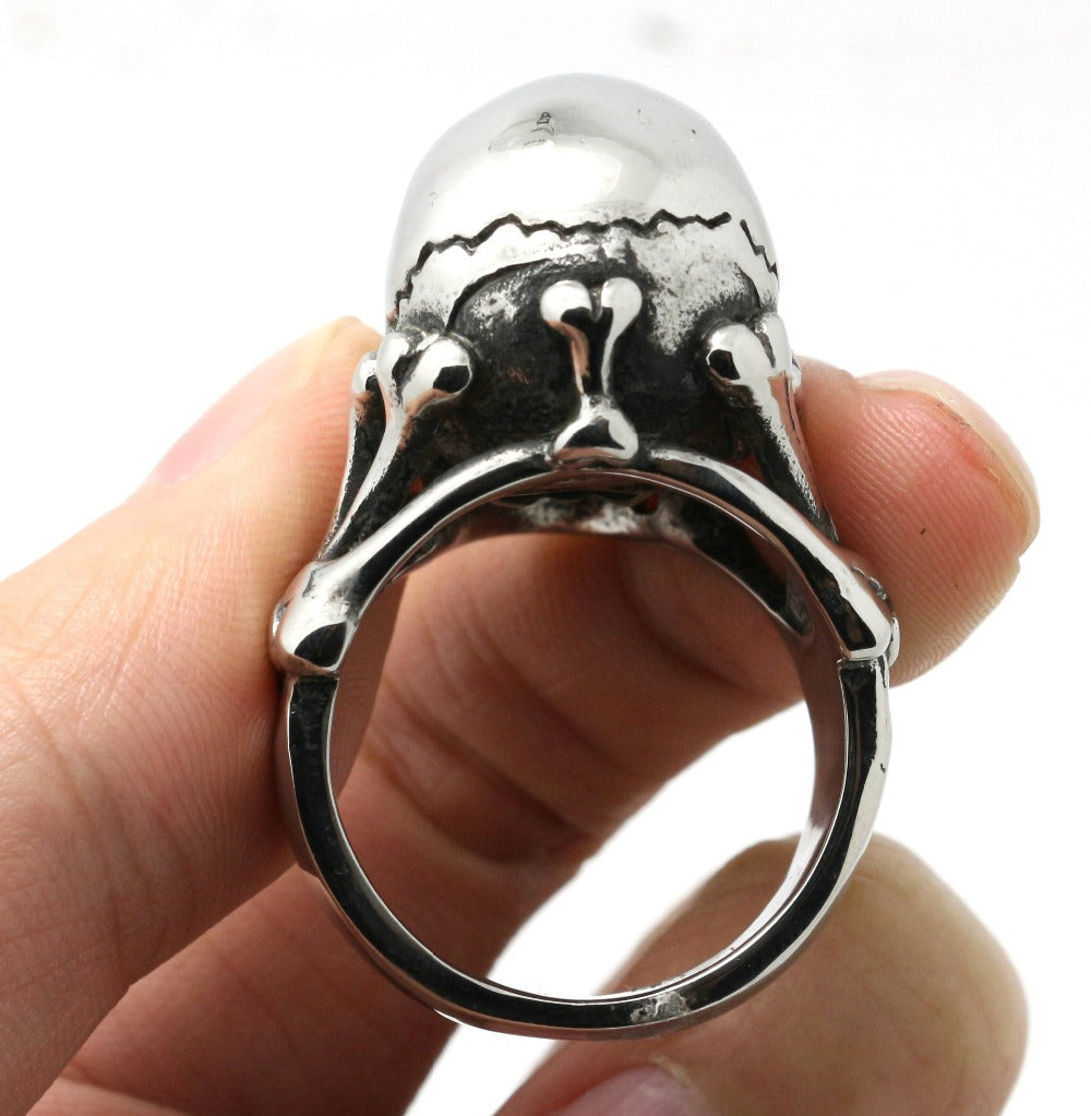 40g Mens Biker 316L Stainless Steel Very Heavy Skull Ring