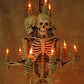 Skeleton Chandelier, Three Harvey Jr. Skeletons Holding Candles