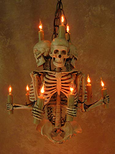 Skeleton Chandelier, Three Harvey Jr. Skeletons Holding Candles
