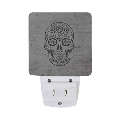 Sugar Skull Flowers LED Night Light with Smart Dusk to Dawn Sensor