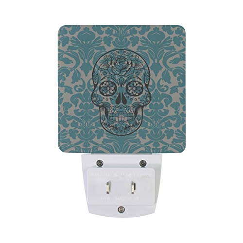 Sugar Skull Flowers LED Night Light with Smart Dusk to Dawn Sensor