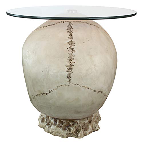 Design Toscano JQ103776 Lost Souls Gothic Skull Glass-Topped Table, Bone
