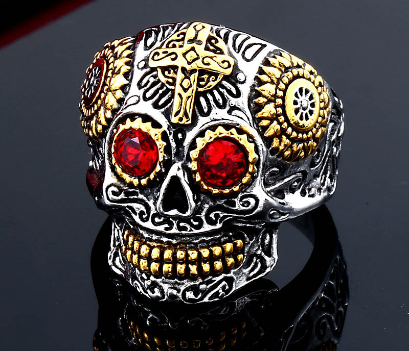 skull ring men stainless steel Hip-hop retro punk personality biker jewelry