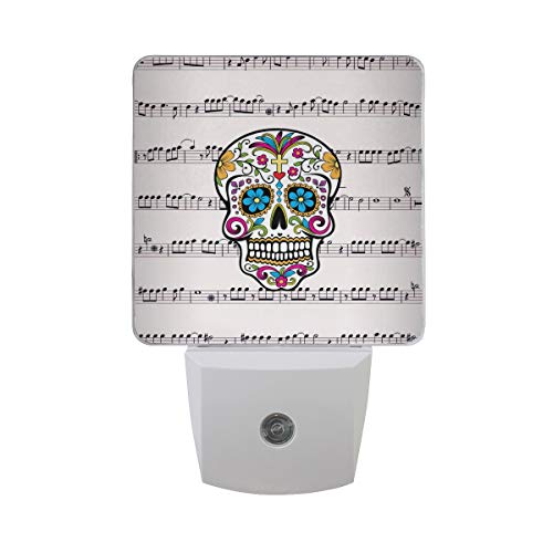 Sugar Skull Flowers LED Night Light with Smart Dusk to Dawn Sensor