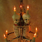 Skeleton Chandelier, Three Harvey Jr. Skeletons Holding Candles