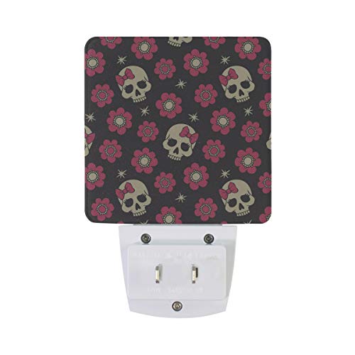 Sugar Skull Flowers LED Night Light with Smart Dusk to Dawn Sensor