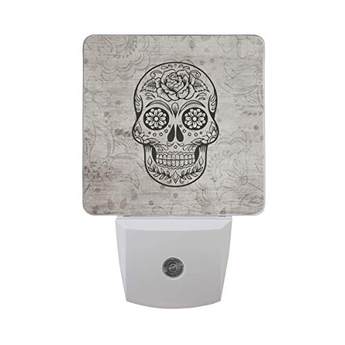 Sugar Skull Flowers LED Night Light with Smart Dusk to Dawn Sensor