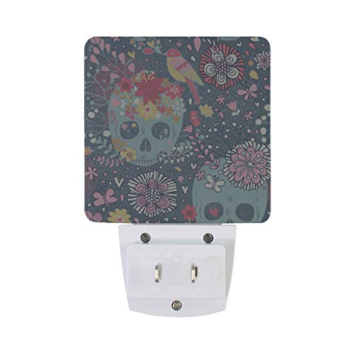 Sugar Skull Flowers LED Night Light with Smart Dusk to Dawn Sensor