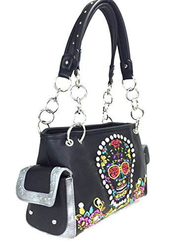 Concealed and Carry Purse Sugar Skull Purse and Wallet Set