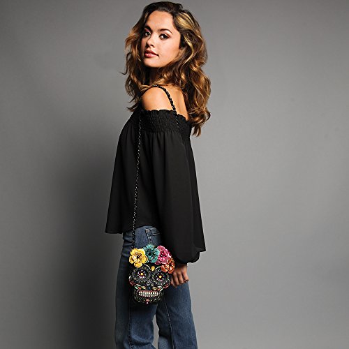 Dead of Night Embellished Sugar Skull Cross-body Handbag