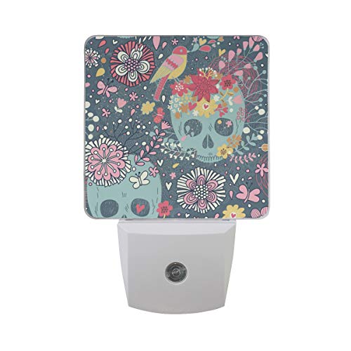 Sugar Skull Flowers LED Night Light with Smart Dusk to Dawn Sensor