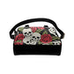 Skull Head Roses Floral PU Leather Shoulder Handbag Bag for Women Girls with Extender Strap