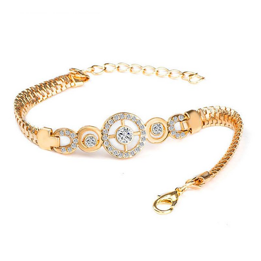 Brand Round Crystal CZ Hand Chain Bracelets for Women Gold Color Twisted Bracelet & Bangle Engagement Jewelry Wholesale
