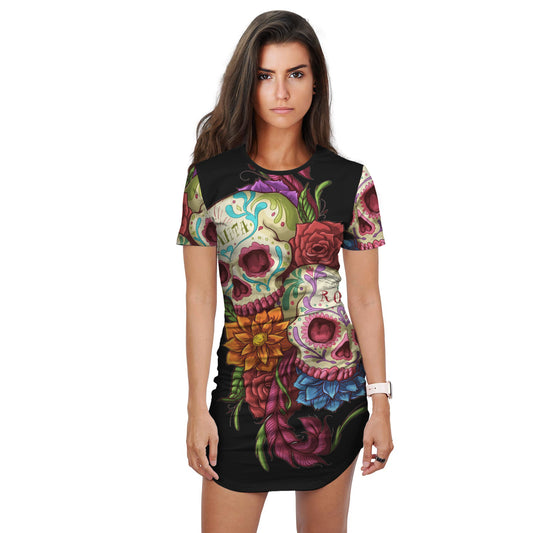 Rose floral sugar skull dress