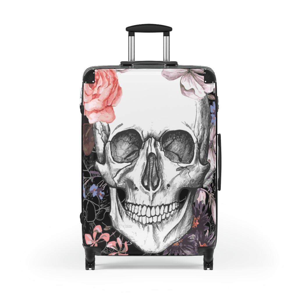 Awesome skull Suitcases, floral skull luggage, gothic halloween suitcase luggage