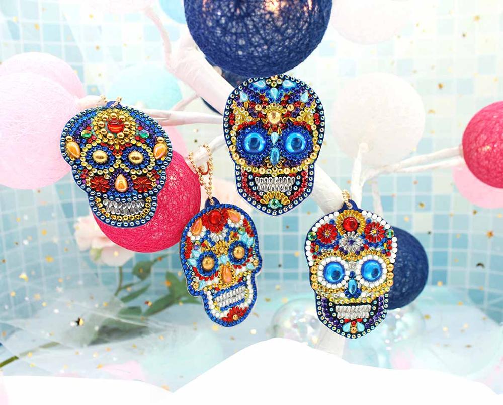 4Pcs Full Special Shaped Diamond Painting Skull