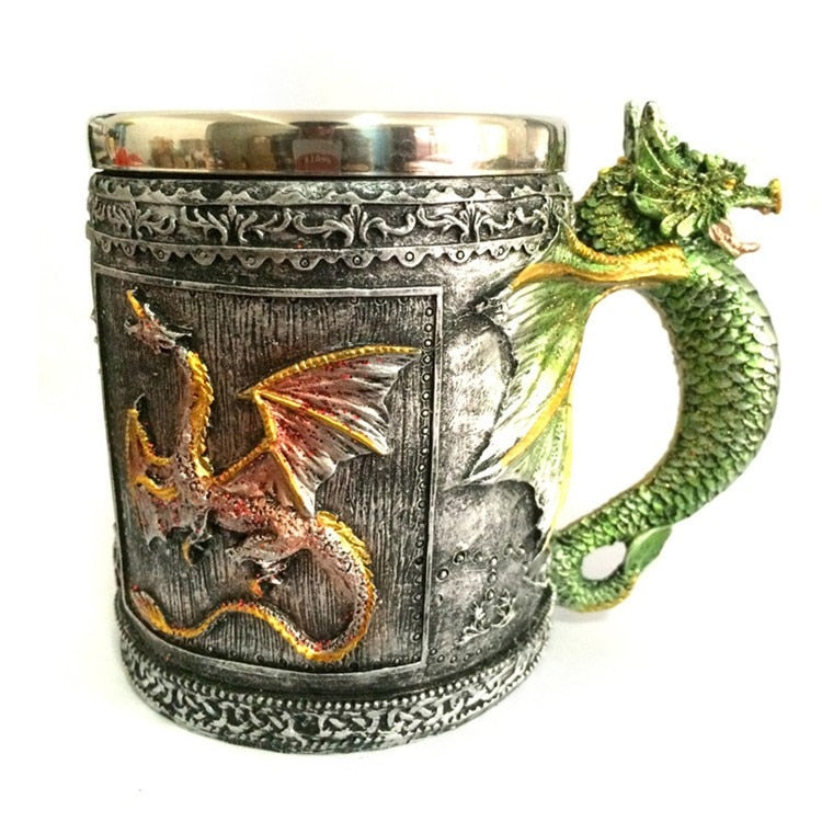 5 Design Creative Double Wall Stainless Steel 3D Skull Mugs Coffee Mug Skull Knight Tankard Dragon Drinking Cup Canecas Copo