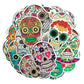 50Pcs Colorful Skull Car PVC Sticker Sugar Skull Stickers