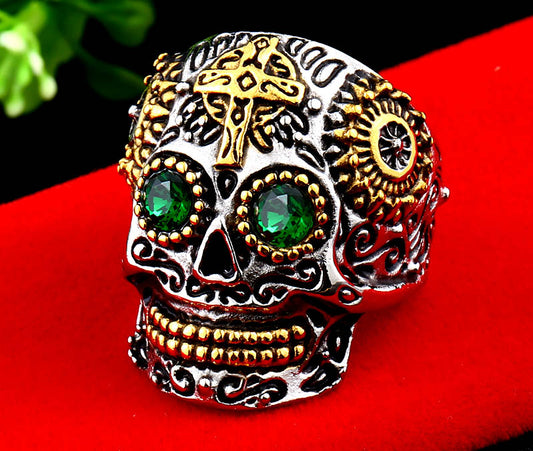 skull ring men stainless steel Hip-hop retro punk personality biker jewelry