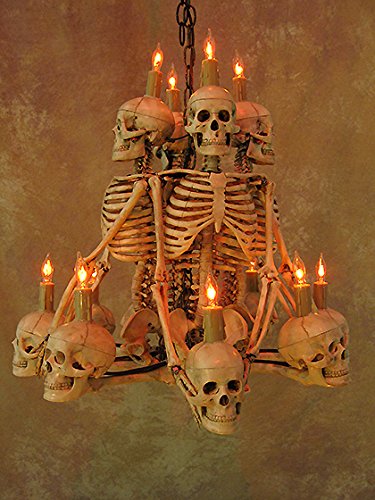 Skeleton Chandelier w/Four Skeletons on Eight Skulls