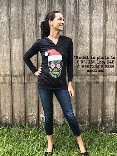 Women's Santa Sugar Skull Burnout Hoody