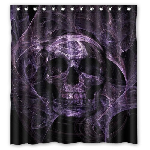 Black and Purple Skull Shower Curtain Decoration Mildew Waterproof Polyester Fabric Bathroom Shower Curtain 66" x 72" Inch