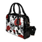Skull and Red Roses PU Leather Shoulder Handbag Bag for Women Girls with Extender Strap
