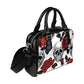 Skull and Red Roses PU Leather Shoulder Handbag Bag for Women Girls with Extender Strap