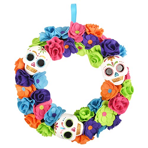 Day of The Dead Floral Sugar Skull Wreath