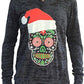 Women's Santa Sugar Skull Burnout Hoody