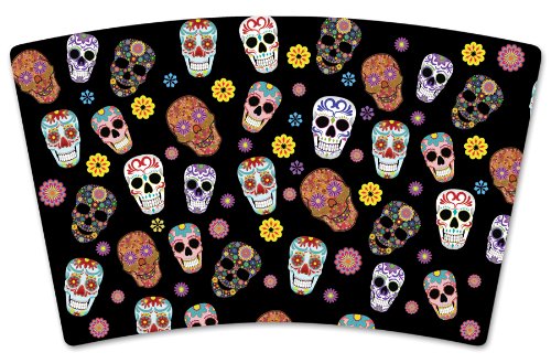 Sugar Skull Toss Travel Mug with Insulated Wetsuit Cover, 16 oz, Black