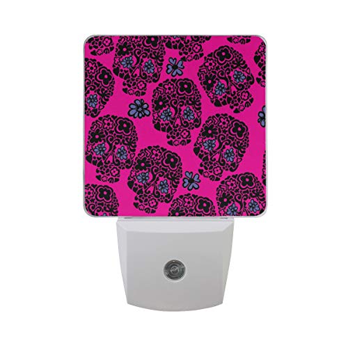 Sugar Skull Flowers LED Night Light with Smart Dusk to Dawn Sensor