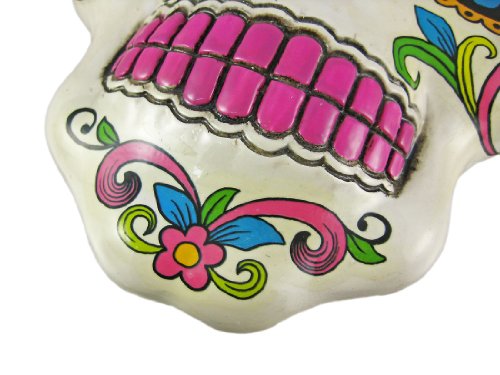 Fantasy Gifts White Day of the Dead Sugar Skull Wall Plaque With LED Eyes Dia De Los Muertos