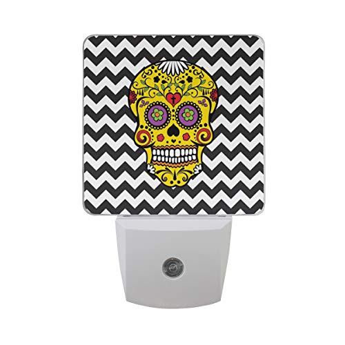 Sugar Skull Flowers LED Night Light with Smart Dusk to Dawn Sensor