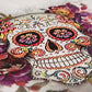 Sweet Gisele Woman Sugar Skull Open Shoulder Tee | Beautiful Print Decorated with Sparkling Bling Rhinestones