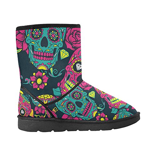 Day of The Dead Colorful Sugar Skull Snow Boots Fashion Shoes