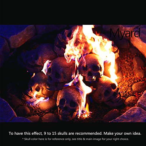 Fireproof Human Fire Pit Skull Gas Log for NG, LP Wood Fireplace, Firepit, Campfire, Halloween Decor, Barbecue (Black, 1pk)
