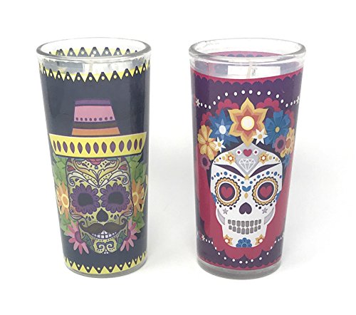 La Muerte Day of the Dead Set of 2 Coco Candles, Mustache & Heart