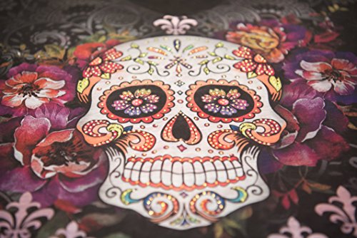 Sweet Gisele Sugar Skull V-Neck T Shirt Day of The Dead Rhinestones Bling for Women Black