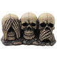 No Evil Skulls Figurine for Scary Halloween Decorations and Spooky Skeleton Statues & Medieval Fantasy Home Decor Sculptures and Gothic Gifts