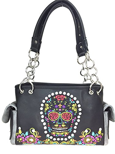 Concealed and Carry Purse Sugar Skull Purse and Wallet Set