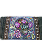 New! Secretary Style Denim Sugar Skull Wallet- Denim Turquoise