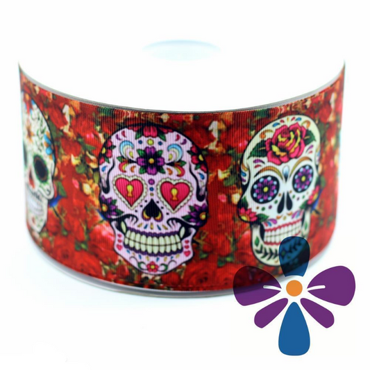 50 Yards 22mm 25mm 38mm Mexico Skulls Ribbon Logo Printed Grosgrain