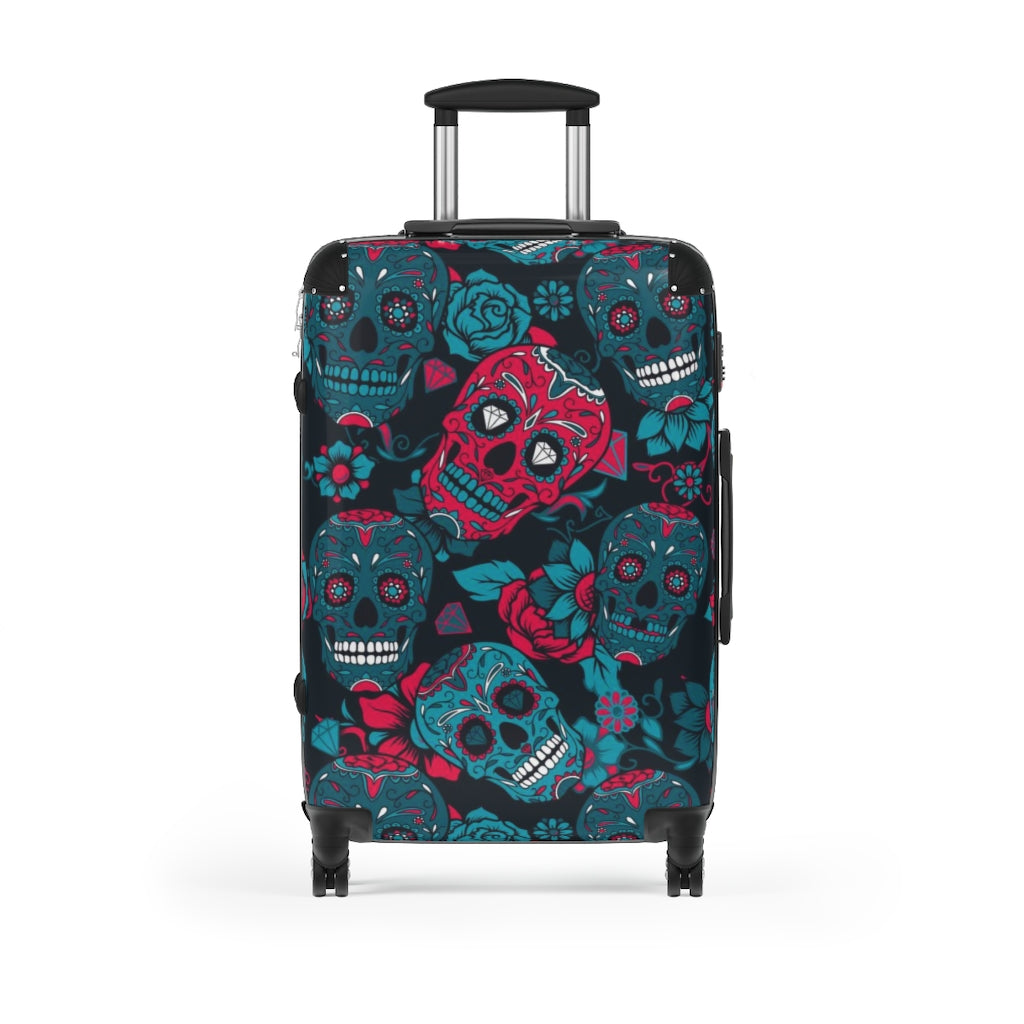 Dia de los muertos sugar skull Suitcases, sugar skull luggage, day of the dead skull skeleton suitcases luggae