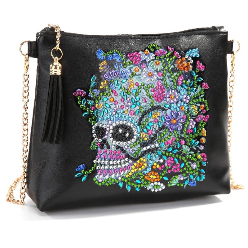 5D Creative Design Women Shoulder Crossbody Bag Skull Flower