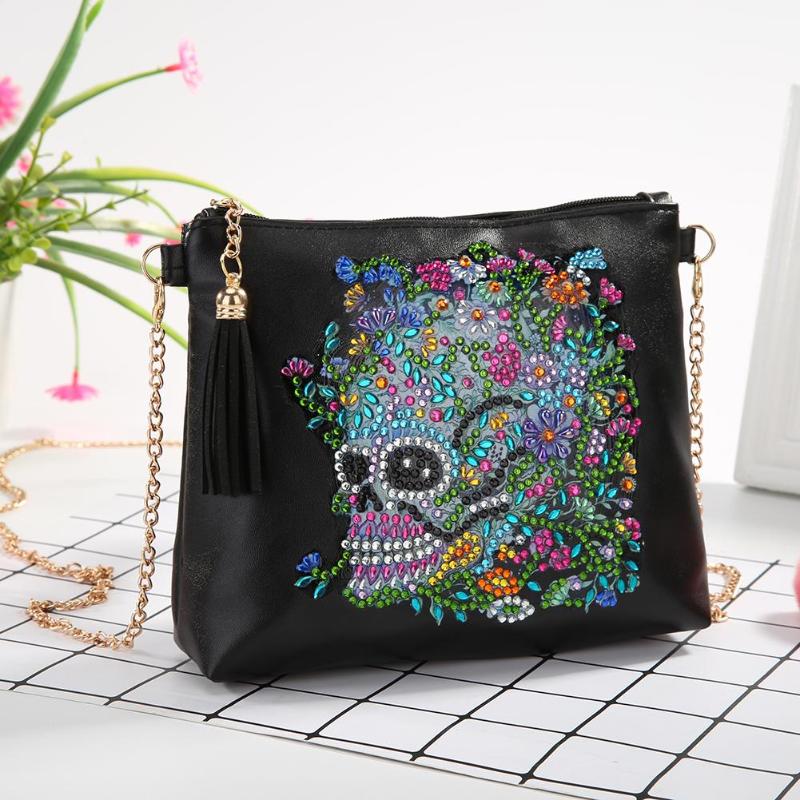 5D Creative Design Women Shoulder Crossbody Bag Skull Flower