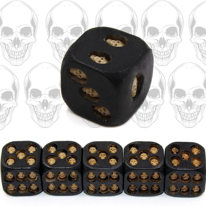 5pcs/set Black Skull Dice Grinning Skull Deluxe Devil Poker Dice - Travel accessories