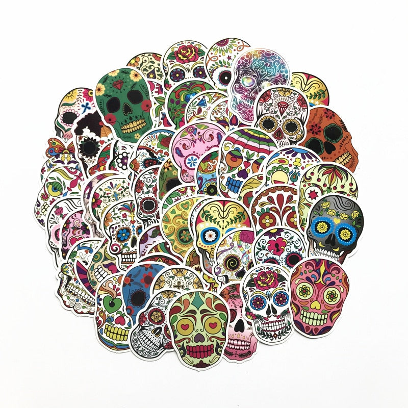 60Pcs/Lot New Waterproof sugar skulls Sticker