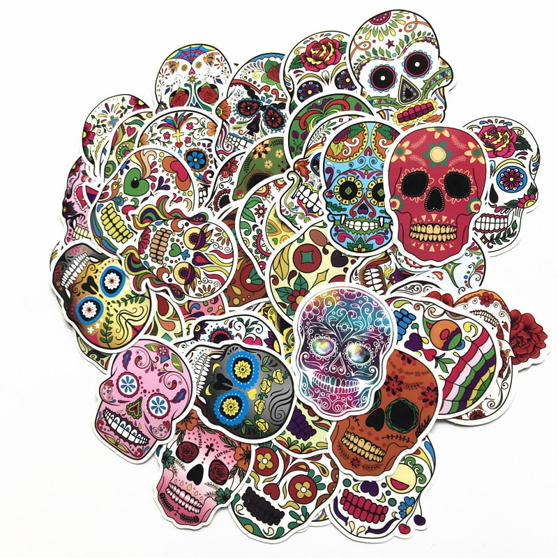 60Pcs/Lot New Waterproof sugar skulls Sticker